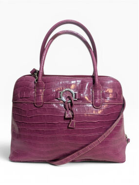 CL America Pink Faux Croc Embossed Satchel Bag